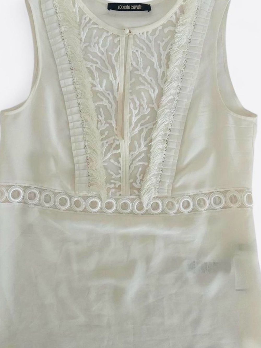 Roberto Cavalli Vintage Ivory Coral Reef Lace Silk Top 6